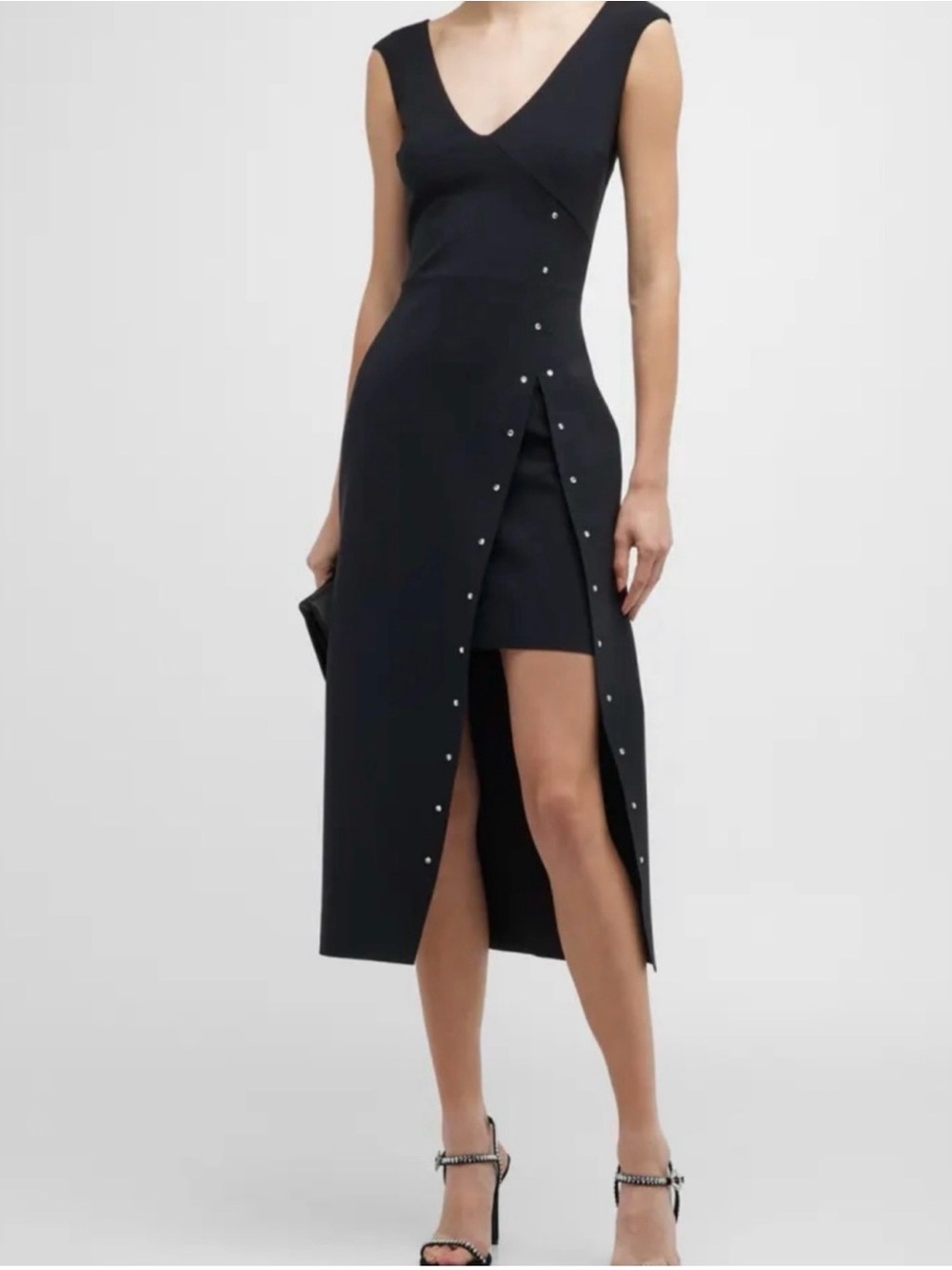 Chiara Boni La Petite Robe Dalaiyan BR Black Crystal Midi Dress NWT Size 10